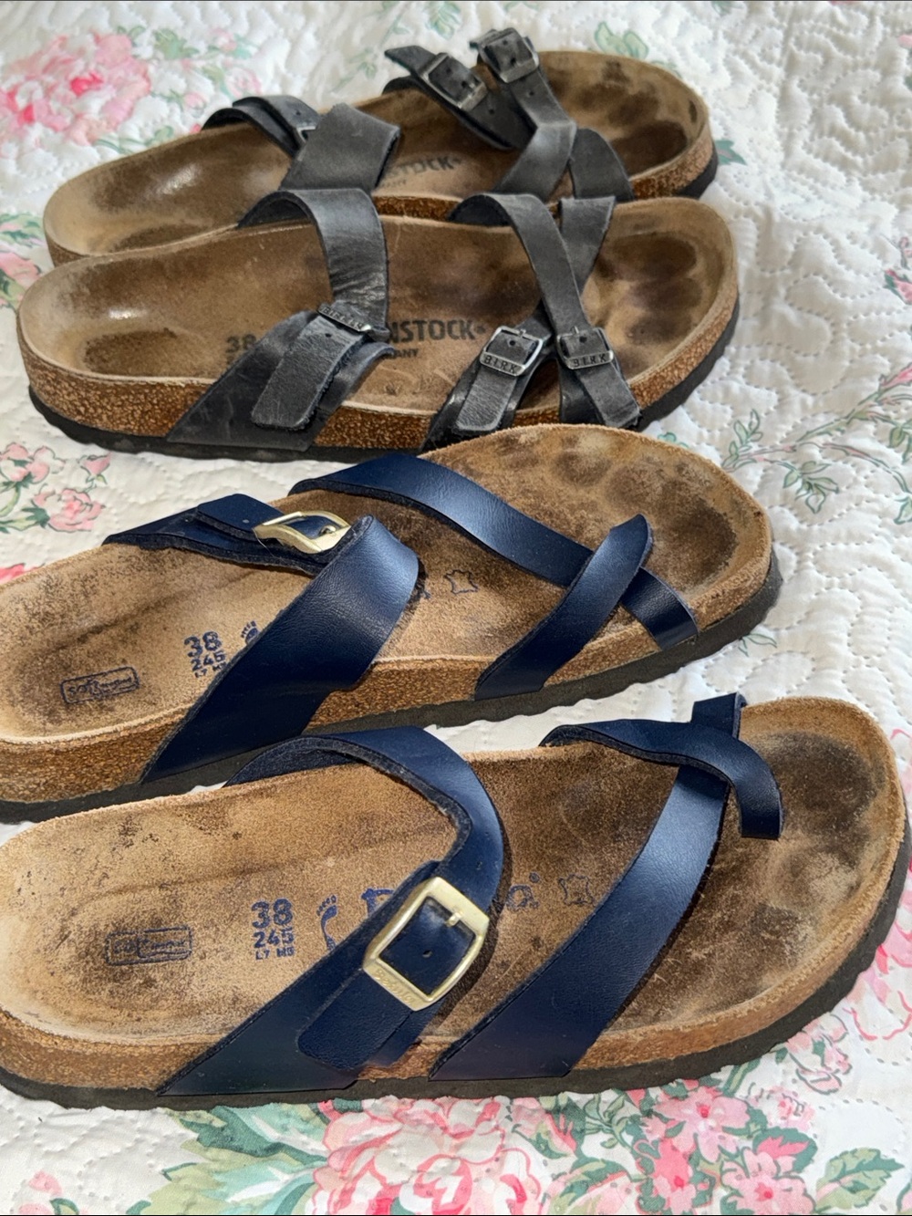 Birkenstock Women’s Sandals in Navy Blue and Black